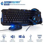 SportsBot SS301 Blue LED Gaming Over-Ear Headset Headphone, Keyboard & Mouse Combo Set